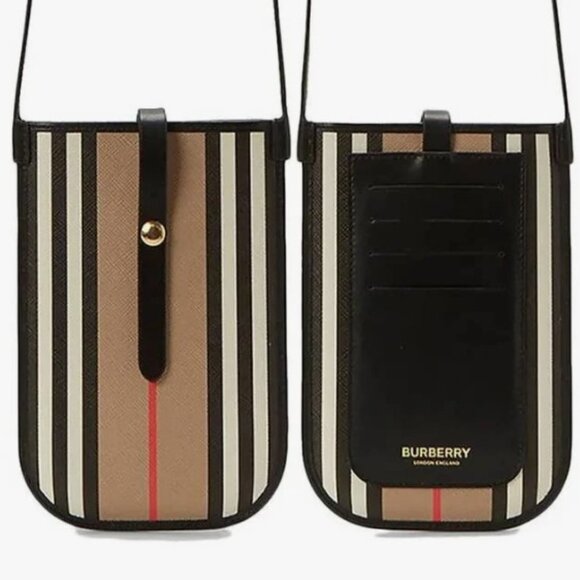 Burberry Icon Stripe Phone Case Mini Cross Bag Beige - Brand New - Picture 1 of 8